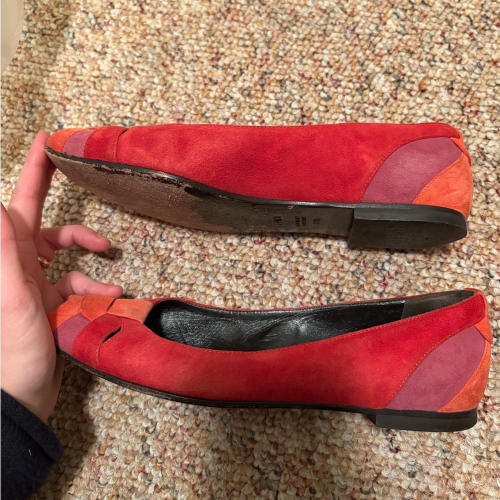 Fendi red ballet flat sandals size 37.5 - Picture 5 of 9